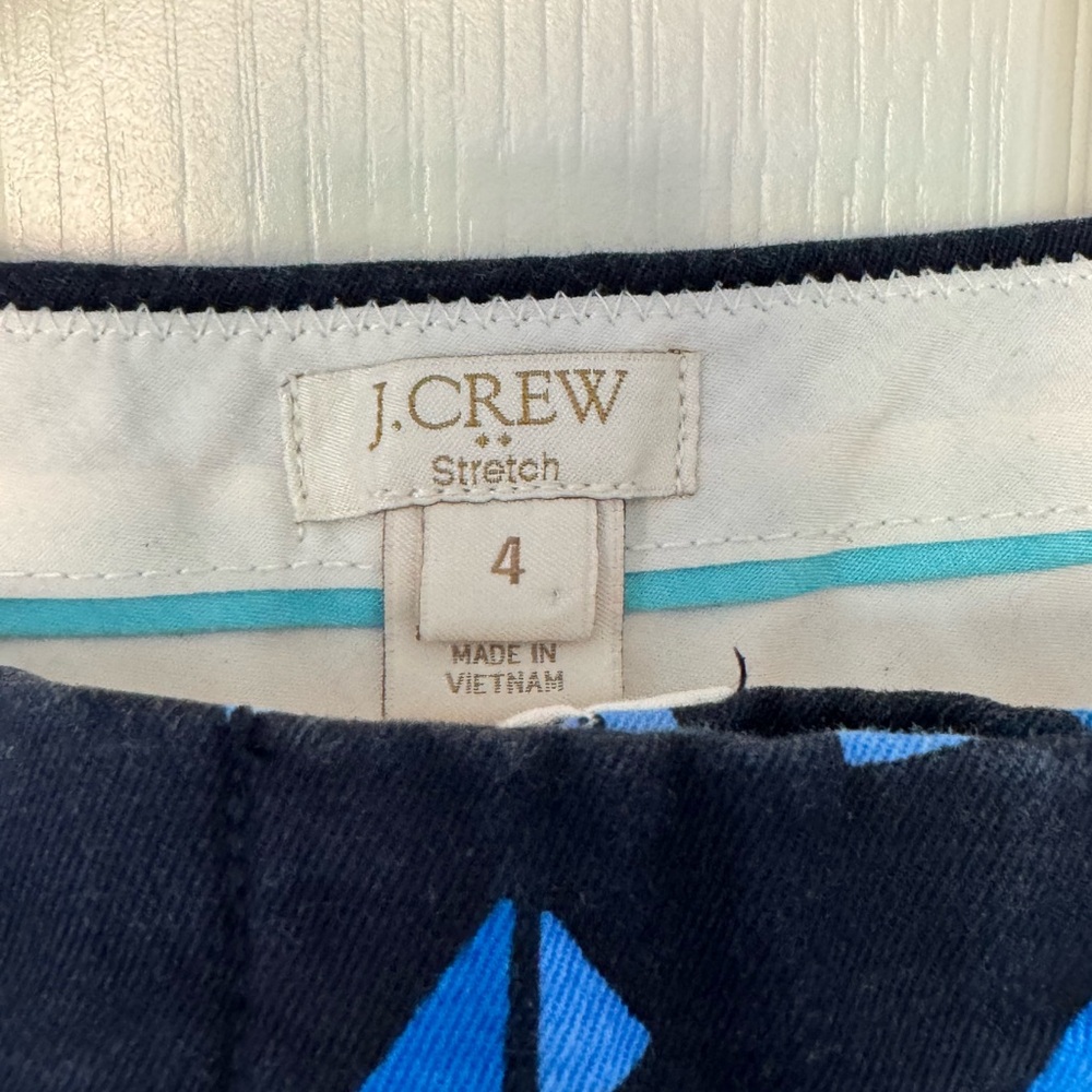 J. Crew Navy and Light Blue Stretch Skirt
